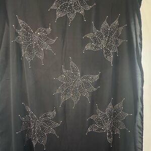 Jessica Black Rhinestone Floral Scarves - Scarf- Wrap- Shawl